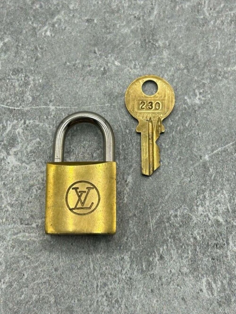 Authentic Vintage Louis Vuitton Brass Lock And Key Bag Charm Padlock #230